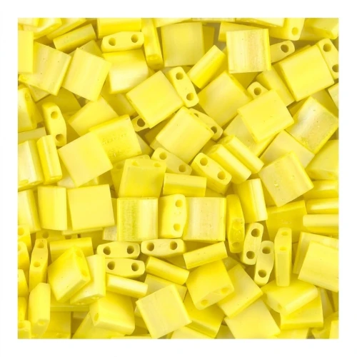 Miyuki Tila Beads 5x5x1.9 mm TL-0404FR - Mat Op Yellow AB x10g
