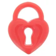 Pendente lucchetto a cuore in acrilico 19x15 mm - Rosso x1