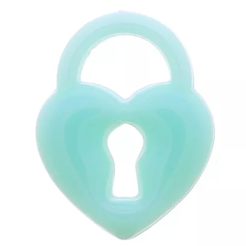 Pendente lucchetto a cuore in acrilico 19x15 mm - Turchese x1