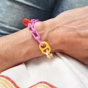 Pendente lucchetto a cuore in acrilico 19x15 mm - Salmone x1