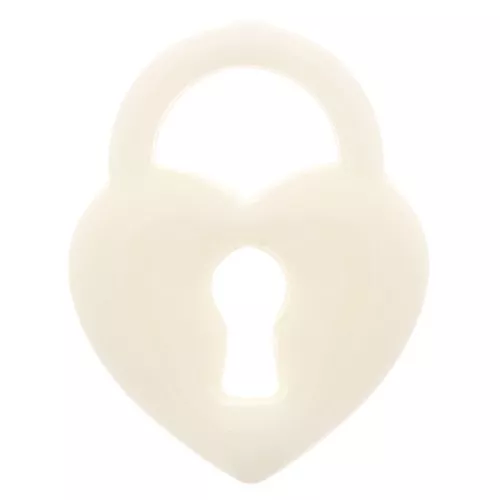 Pendente lucchetto a cuore in acrilico 19x15 mm - Beige x1