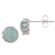 Borchie per cabochon 6 mm - design a corona - Argento 925 x2