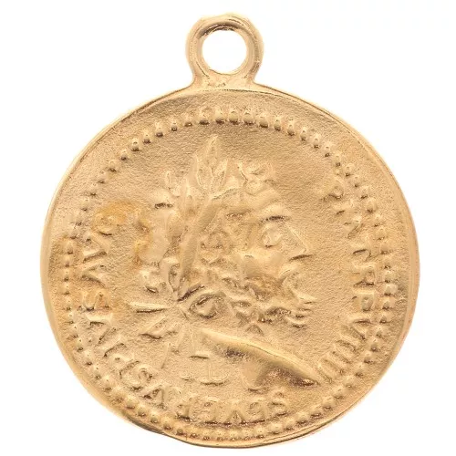 Pendente moneta romana 24x20,5 mm - placcato oro 3 Micron x1