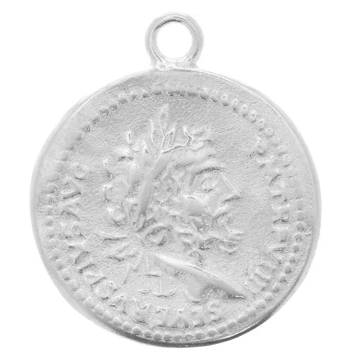 Pendente moneta romana 24x20.5 mm - Placcatura argento fine x1
