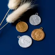 Pendente moneta romana 24x20.5 mm - Placcatura argento fine x1