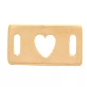 Divisore rettangolare scavato a forma di cuore - 16x9 mm - placcato oro 3 micron x1