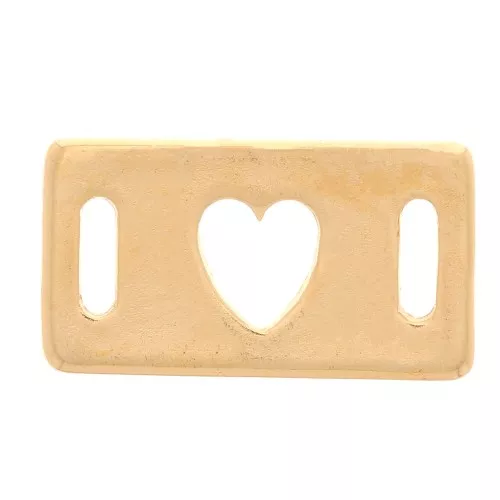 Divisore rettangolare scavato a forma di cuore - 16x9 mm - placcato oro 3 micron x1