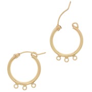Orecchini a cerchio 13 mm con 3 anelli aperti in Gold filled x2|raw }}