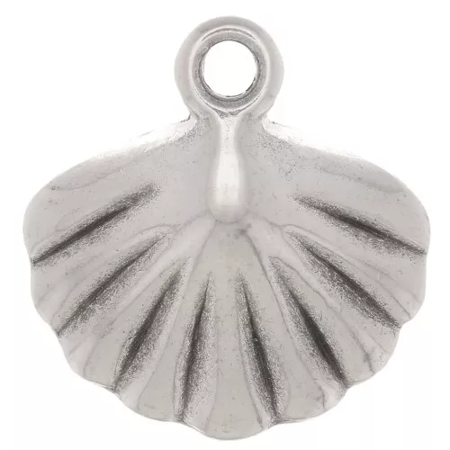 Pendente conchiglia 16x14.5 mm - Placcatura argento antico x1