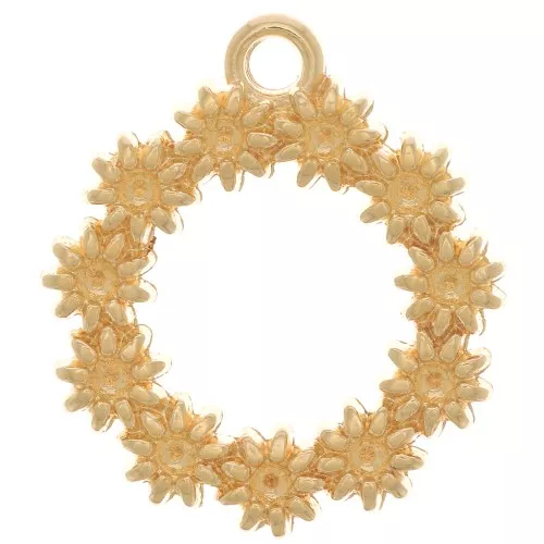 Pendente corona di fiori 19.5 mm per cabochon 1.8 mm - Dorato oro fino x1