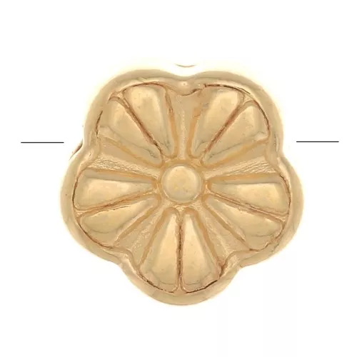 Perlina di fiore 9 mm - Dorato oro fino x1