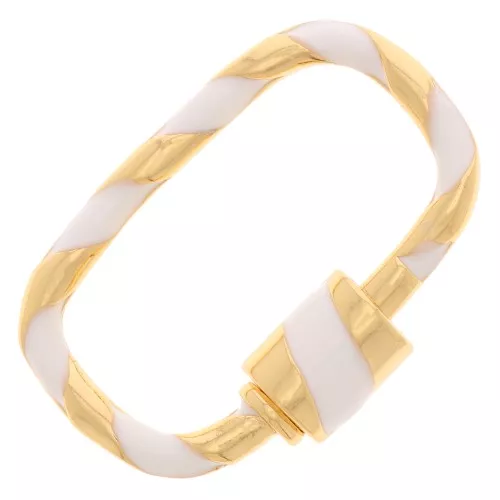 Chiusura ovale da avvitare con resina 25x16 mm - Dorato - Bianco x1