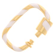 Chiusura ovale da avvitare con resina 25x16 mm - Dorato - Bianco x1