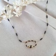 Chiusura ovale da avvitare con resina 25x16 mm - Dorato - Bianco x1