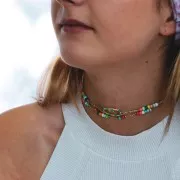 Chiusura ovale da avvitare con resina 25x16 mm - Dorato - Bianco x1