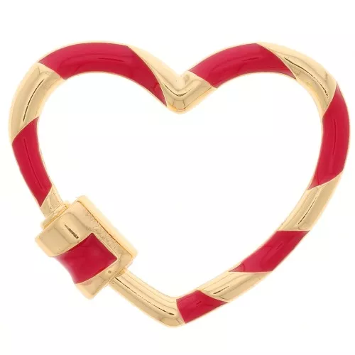 Chiusura a vite a cuore con resina 22x26 mm - Oro - Rosso x1