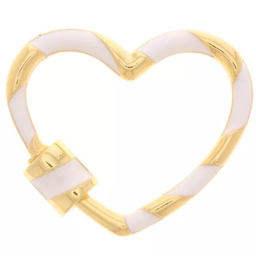 Chiusura a vite a cuore con resina 22x26 mm - Oro - Bianco x1