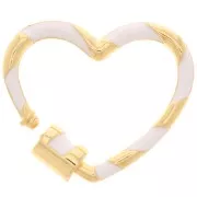 Chiusura a vite a cuore con resina 22x26 mm - Oro - Bianco x1