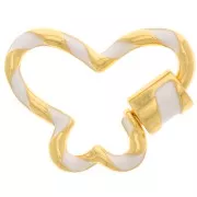 Chiusura farfalline da avvitare con resina 18x24 mm - Dorato - Bianco x1