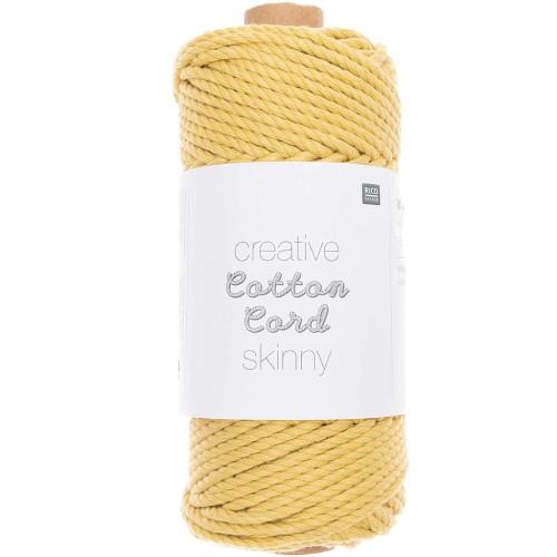 Bobina di corda di cotone per macramè da 3 mm - Skinny Giallo x 55 m