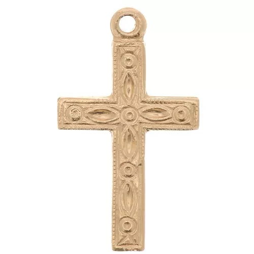 Pendente croce lavorata 17x10 mm - Gold filled x1