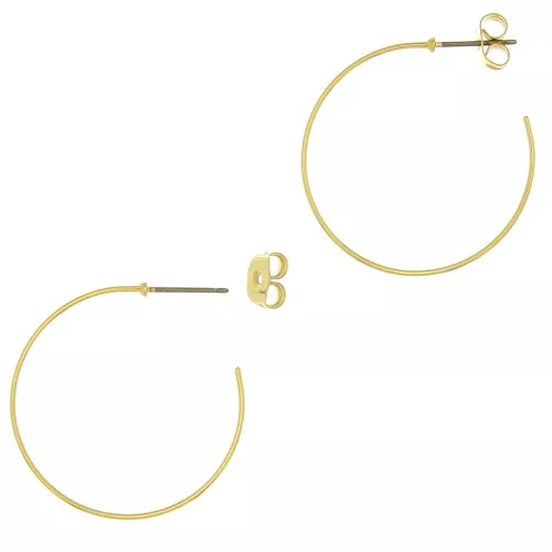 Orecchini a cerchio da decorare 31 mm - Acciaio inossidabile 304L dorato x2