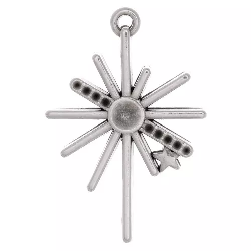 Pendente Stella del Nord 36x25 mm - Placcatura argento antico x1