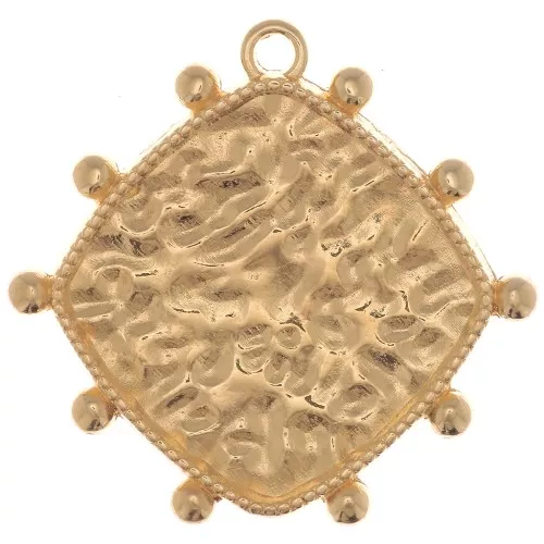 Pendente rombo con palline 25x26 mm - Dorato con oro fino x1