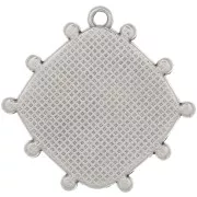Pendente rombo con palline 25x26 mm Placcato argento anticato