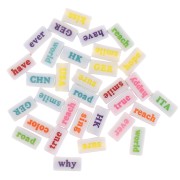 Assortimento di 60 perline rettangolari parole casuali 15x7,5 mm Bianco - Multicolore|raw }}