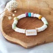 Assortimento di 60 perline rettangolari parole casuali 15x7,5 mm Bianco - Multicolore