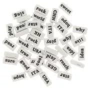 Assortimento di 60 perline rettangolari di parola - casuale - 15x7.5 mm bianco - nero