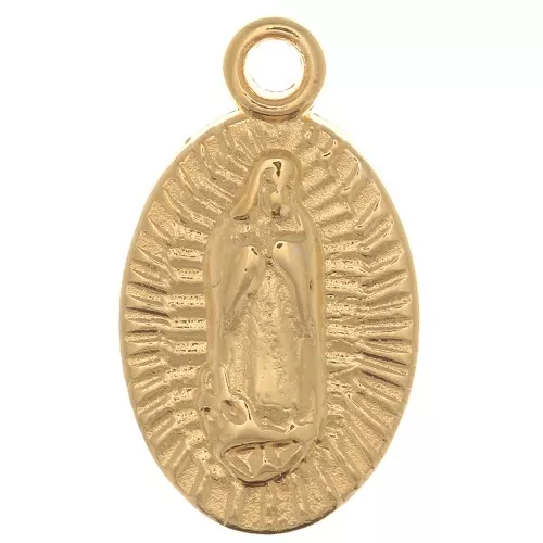 Ciondolo ovale Vergine 16x10 mm - Dorato con oro fino x1
