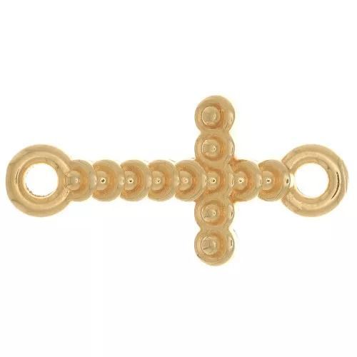Croce intercalare lavorata 2 anelli 22x11 mm - Placcato oro x1