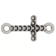 Intercalatore a croce lavorato 2 anelli 22x11 mm - Argentatura fine antica x1