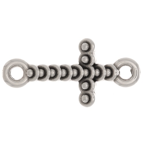 Intercalatore a croce lavorato 2 anelli 22x11 mm - Argentatura fine antica x1