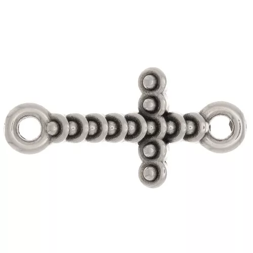 Intercalatore a croce lavorato 2 anelli 22x11 mm - Argentatura fine antica x1