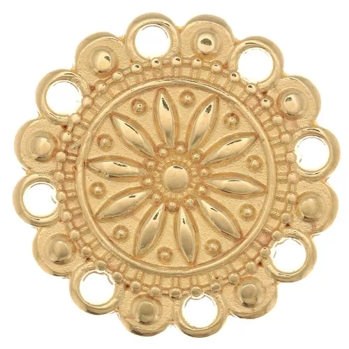Distanziatore a fiore lavorato multiforo 19 mm - Dorato con oro fino x1