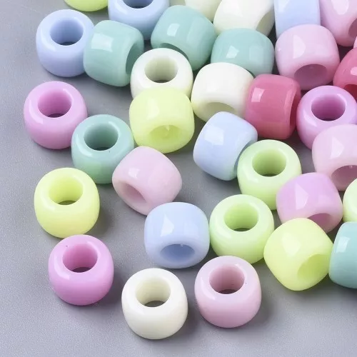 Assortimento di perline Pony - 8x6 mm Multicolore verde pastello x50