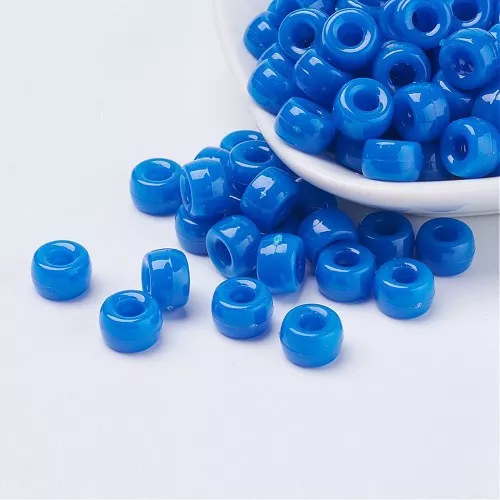 Perline a foro grande - Perline Pony - 9x6 mm Blu x50