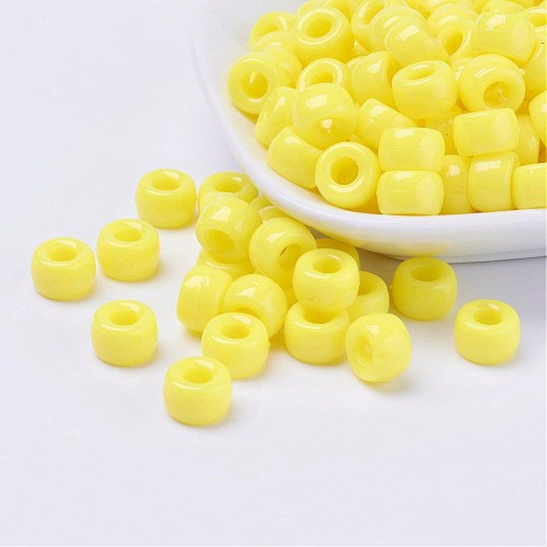 Perline con foro grande - Perline Pony - 9x6 mm Giallo x50