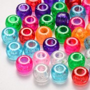 Assortimento di perline Pony - 9x6 mm Multicolore - Glitter trasparente x50|raw }}