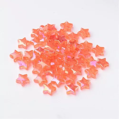 Perline a stella iridescente - 11 mm Arancione AB x50