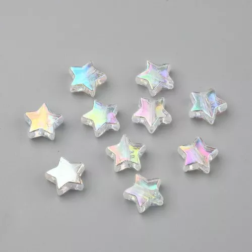 Perline a stella iridescente - 11 mm bianco AB x50
