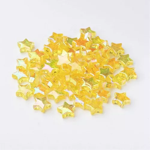 Perline a stella iridescente - 11 mm giallo AB x50