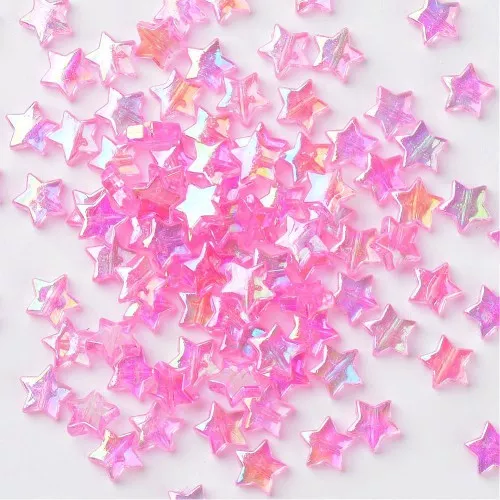 Perline a stella iridescente - 11 mm Rosa AB x50