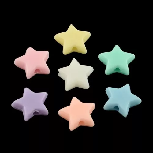 Perline a stella - 10 mm - Pastello multicolore x50