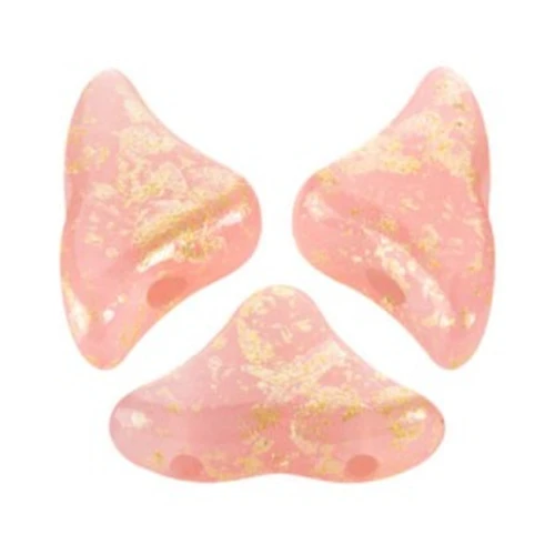 Perle in vetro Hélios® di Puca®  6x10 mm - Rose Opal Gold Splash x10g