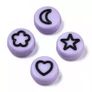 Assortimento di 20 perline rotonde miste stelle e cuori 7mm - Viola - Nero