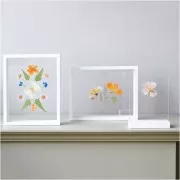 Assortimento di fiori secchi e pressati su tavola - Mix natura Arancione